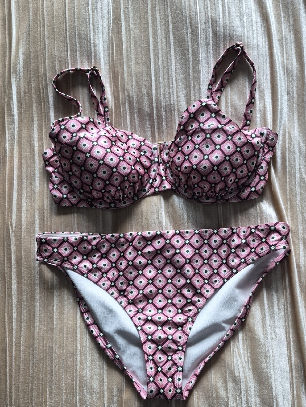 Shade & Shore Pink and White Strap Bikini Top